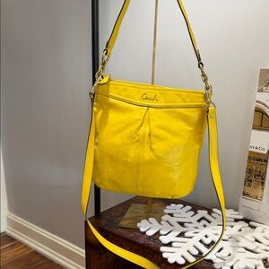 Coach soft pebble golden leather crossbody or shoulder bag. Gold hardware,